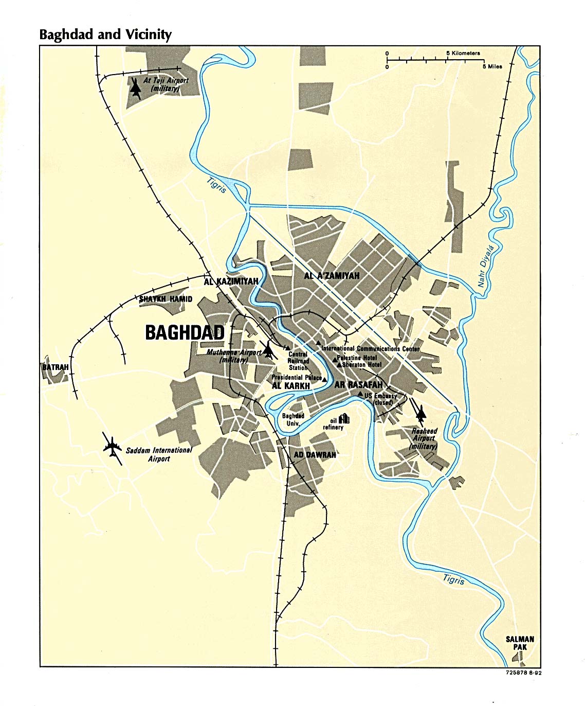 Bagdadkarte von 1992 / map of Baghdad from 1992