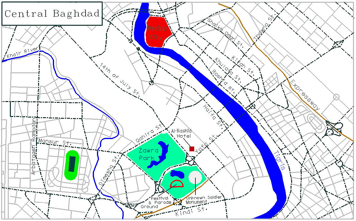 Bagdadkarte von 1998 / map of Baghdad from 1998